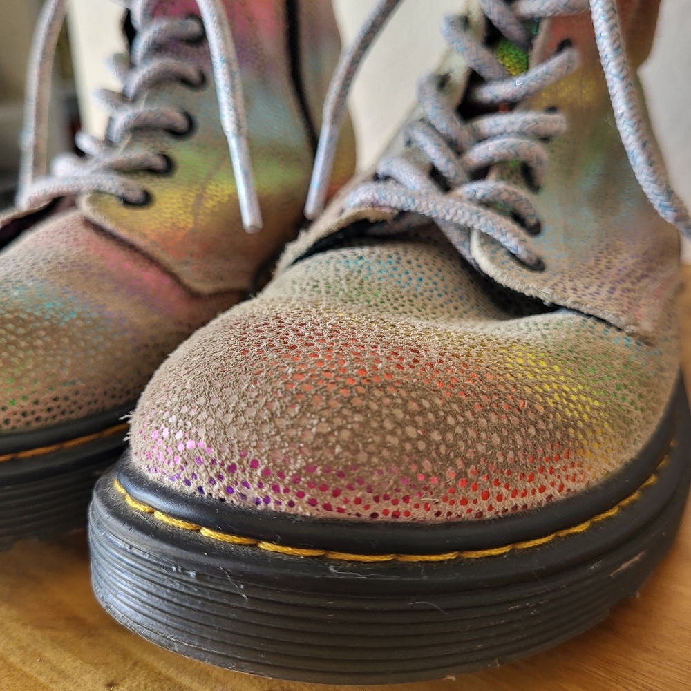 Dr. Martens 1460 Pascal Iridescent Rainbow Boots, Size 2 Youth - Picture 6 of 8